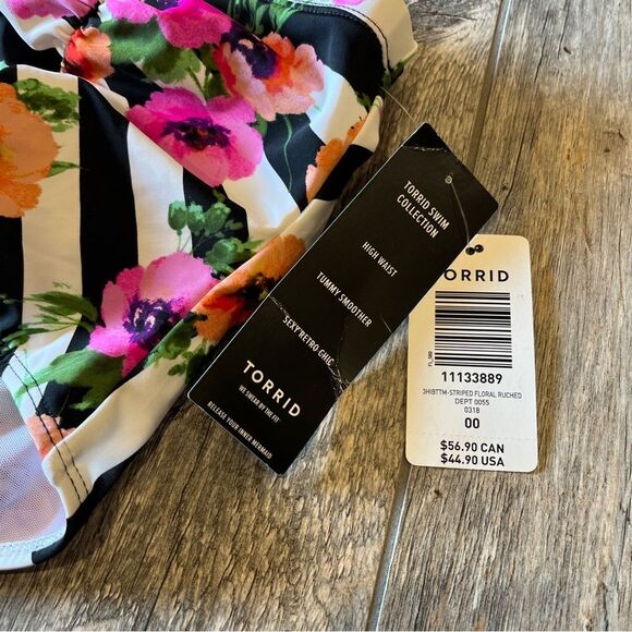Torrid Floral Striped Bikini Bottoms size medium - Picture 9 of 11